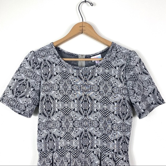 LuLaRoe | Amelia Gray and Black Aztec Print Dress - Picture 2 of 6